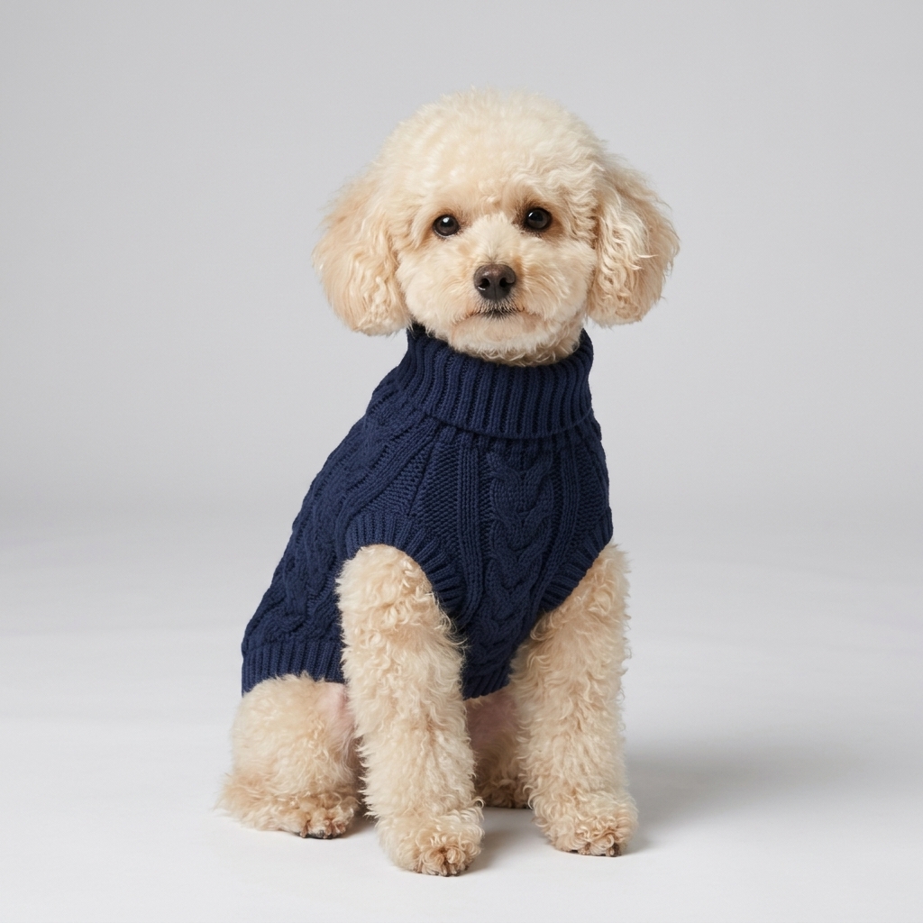 Model dog wearing the sweater